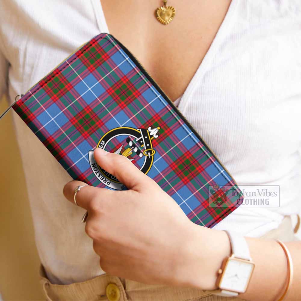 Preston Tartan Women's Leather Wallet with Family Crest - Tartan Vibes Clothing