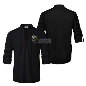 Preston Clan Crest Ghillie Kilt Shirt Men Black - 2D-tartanvibesclothing