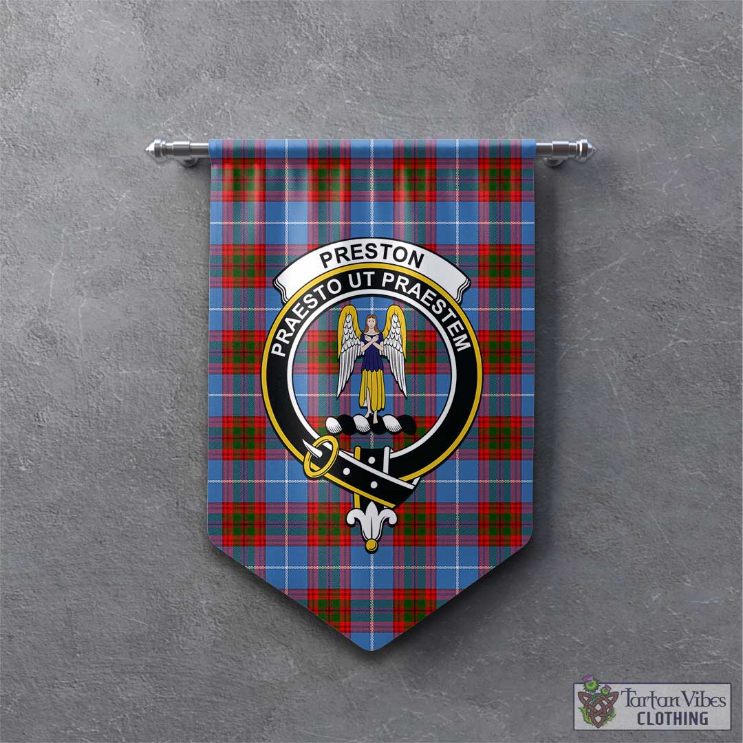 Preston Tartan Gonfalon, Tartan Banner with Family Crest - Tartan Vibes Clothing