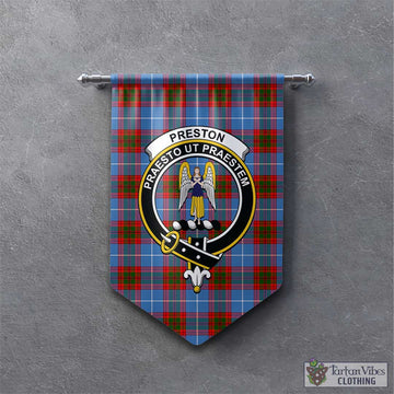 Preston Tartan Gonfalon, Tartan Banner with Family Crest - Tartan Vibes Clothing