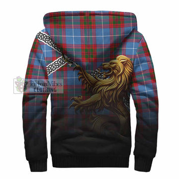 Tartan Vibes Clothing Preston Crest Tartan Sherpa Hoodie with Golden Lion Emblem Celtic Style