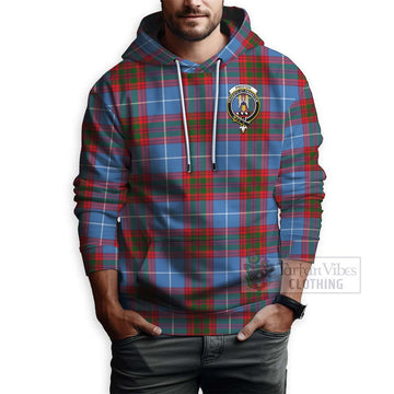 Preston Tartan Hoodie with Family Crest and Bearded Skull Holding Bottles of Whiskey - Tartan Vibes Clothing