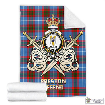 Preston Tartan Blanket with Clan Crest and the Golden Sword of Courageous Legacy