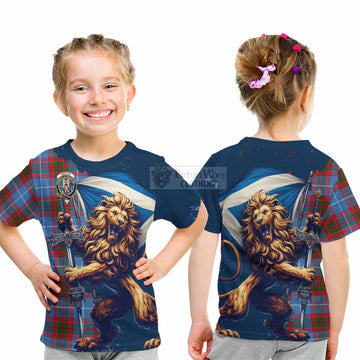Preston Tartan Family Crest Kid T-Shirt with Scottish Majestic Lion - Tartan Vibes Clothing