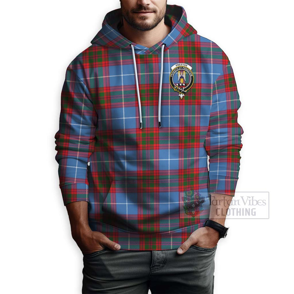 Preston Tartan Hoodie with Family Crest Celtic Skull Style - Tartan Vibes Clothing