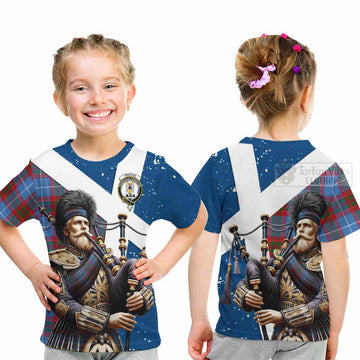 Preston Tartan Kid T-Shirt with Family Crest Scottish Bagpiper Vibes - Tartan Vibes Clothing