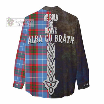 Preston Tartan Family Crest Women's Casual Shirt Alba Gu Brath Be Brave Lion Ancient Style - Tartan Vibes Clothing