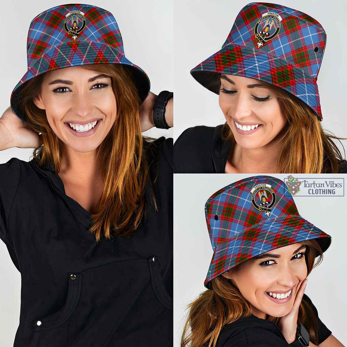 Preston Tartan Bucket Hat with Family Crest - Tartan Vibes Clothing
