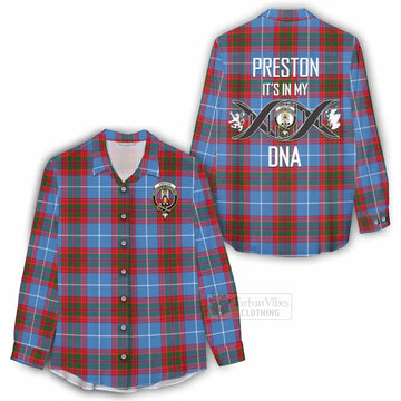 Preston Tartan Women's Casual Shirt with Family Crest DNA In Me Style - Tartan Vibes Clothing