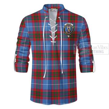 Preston Tartan Ghillie Kilt Shirt with Family Crest and Bearded Skull Holding Bottles of Whiskey - Tartan Vibes Clothing