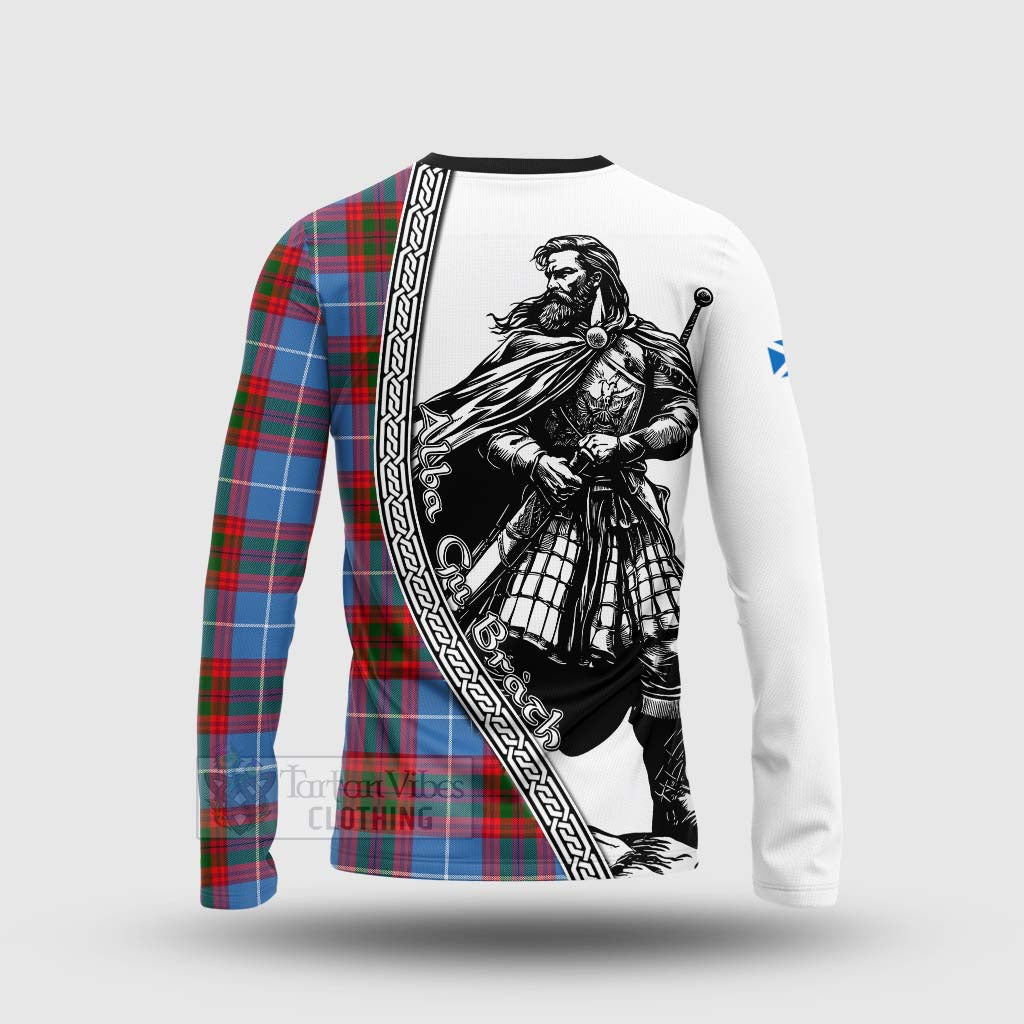 Preston Tartan Clan Crest Long Sleeve T-Shirt with Highlander Warrior Celtic Style - Tartan Vibes Clothing