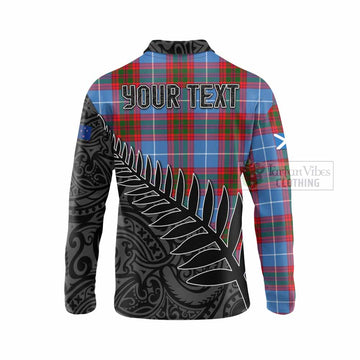 Tartan Vibes Clothing Preston Crest Tartan Long Sleeve Polo Shirt with New Zealand Silver Fern Half Style