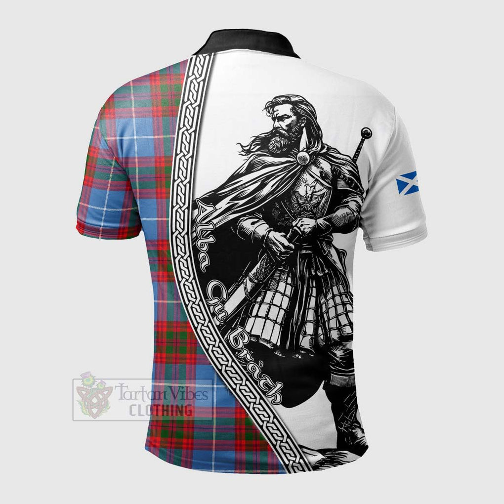 Preston Tartan Clan Crest Polo Shirt with Highlander Warrior Celtic Style - Tartan Vibes Clothing
