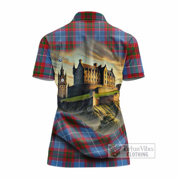 Preston Tartan Family Crest Women's Polo Shirt with Scottish Ancient Castle Style - Tartan Vibes Clothing