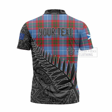 Tartan Vibes Clothing Preston Crest Tartan Zipper Polo Shirt with New Zealand Silver Fern Half Style