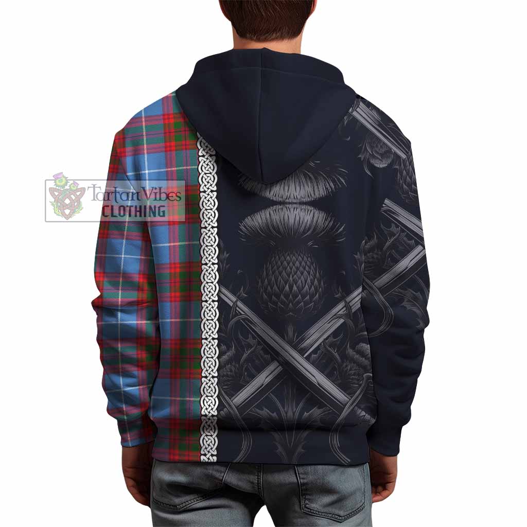 Preston Tartan Hoodie with Family Crest Cross Sword Thistle Celtic Vibes - Tartan Vibes Clothing