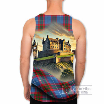 Preston Tartan Family Crest Men's Tank Top with Scottish Ancient Castle Style - Tartan Vibes Clothing