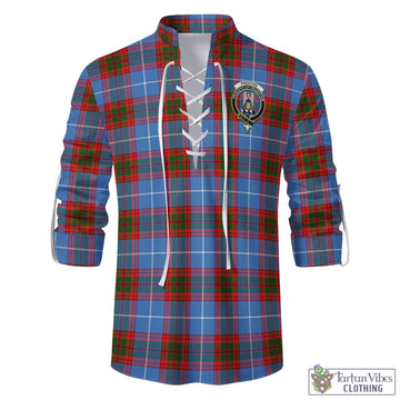 Preston Tartan Men's Scottish Traditional Jacobite Ghillie Kilt Shirt with Family Crest