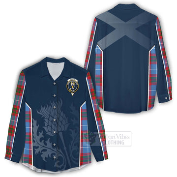 Tartan Vibes Clothing Preston Tartan Women's Casual Shirt with Family Crest and Scottish Thistle Vibes Sport Style