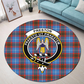 Preston Tartan Round Rug with Family Crest - Tartan Vibes Clothing