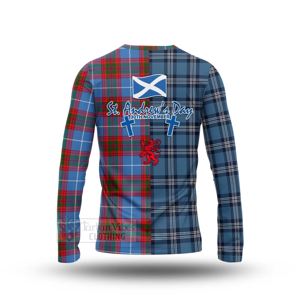 Preston Tartan Long Sleeve T-Shirt Happy St. Andrew's Day Half Tartan Style - Tartan Vibes Clothing