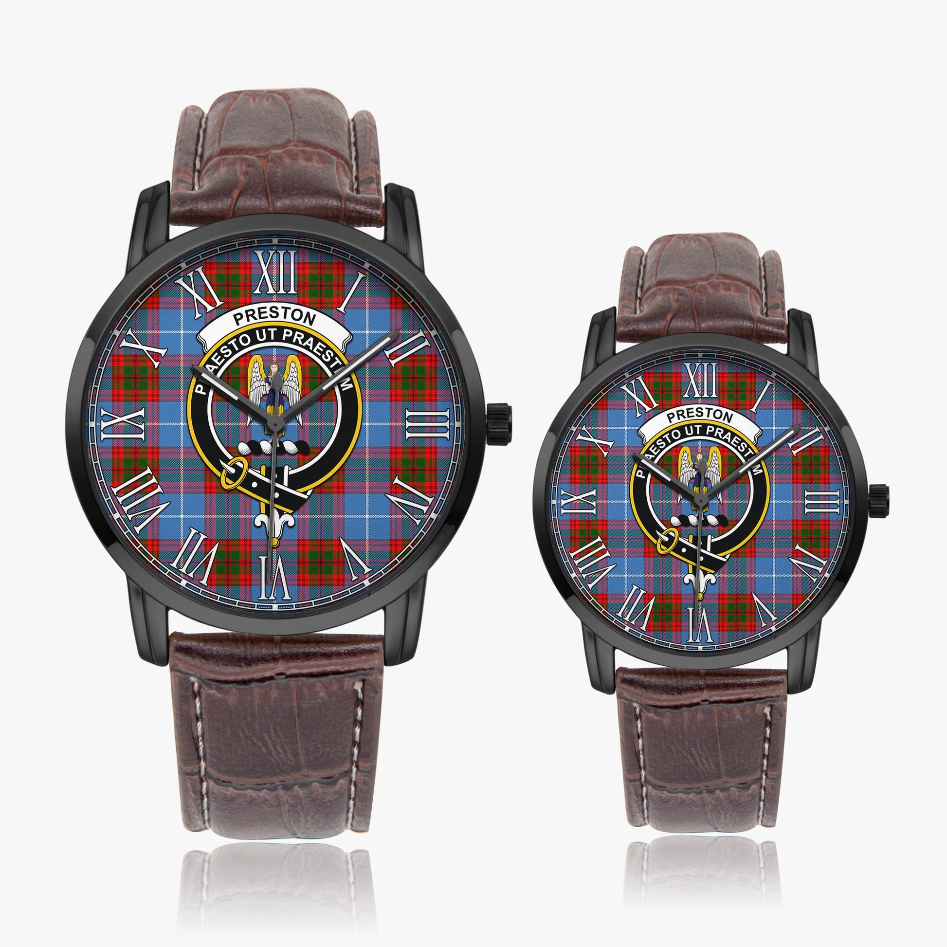 Preston Tartan Family Crest Leather Strap Quartz Watch - Tartan Vibes Clothing