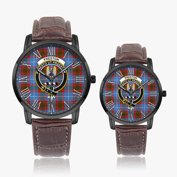 Preston Tartan Family Crest Leather Strap Quartz Watch - Tartan Vibes Clothing