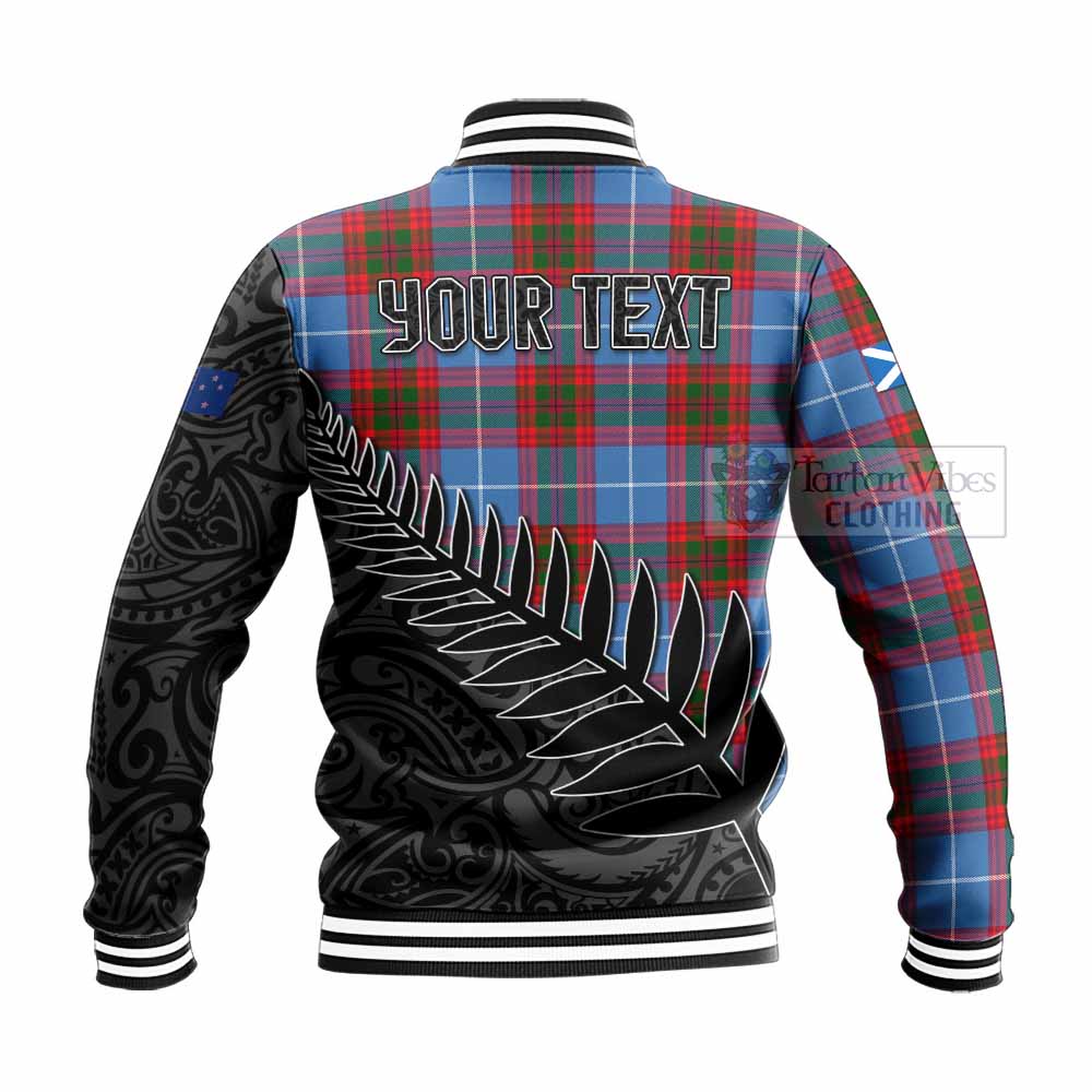 Tartan Vibes Clothing Preston Crest Tartan Baseball Jacket with New Zealand Silver Fern Half Style
