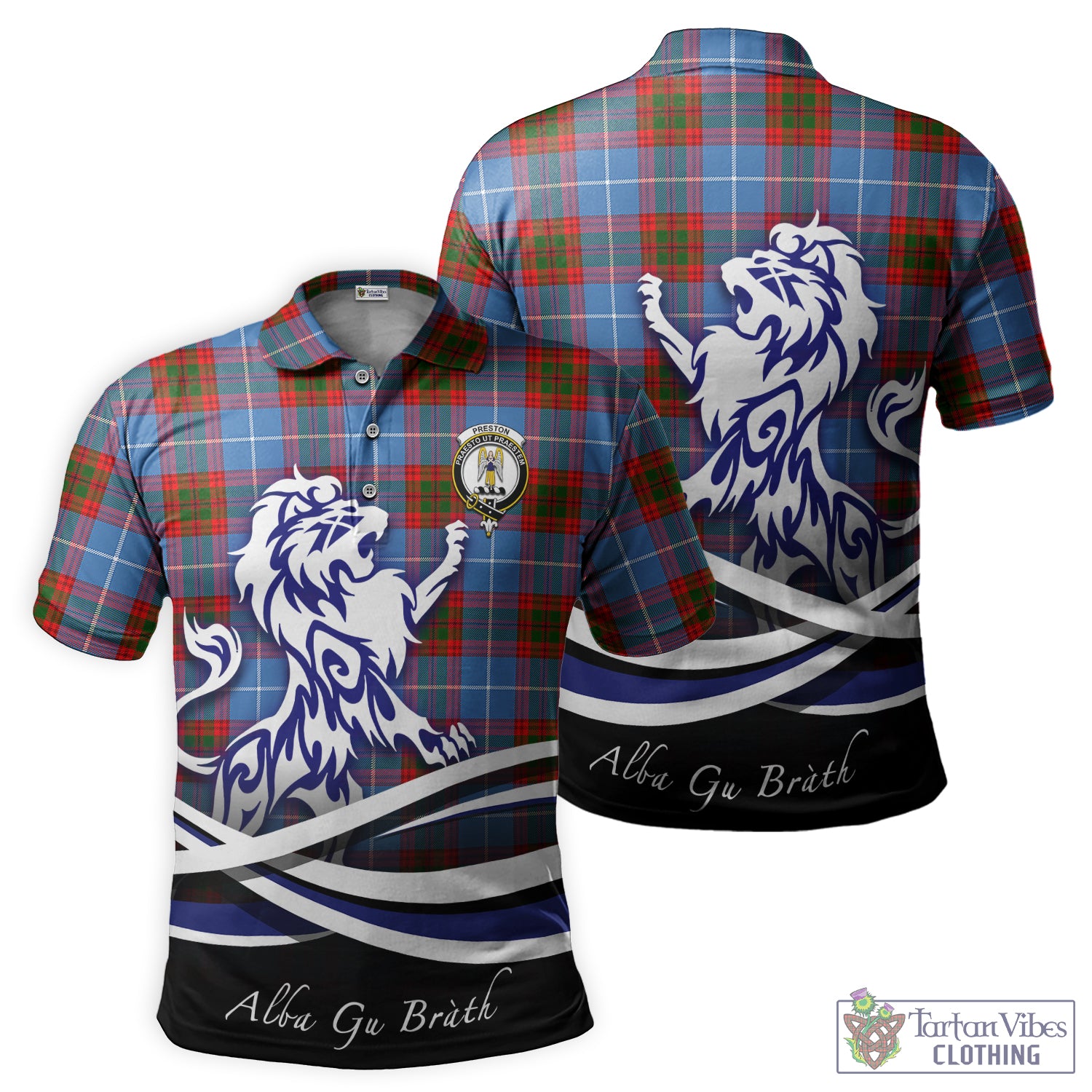 Preston Tartan Polo Shirt with Alba Gu Brath Regal Lion Emblem - Tartan Vibes Clothing