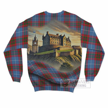 Preston Tartan Family Crest Sweatshirt with Scottish Ancient Castle Style - Tartan Vibes Clothing