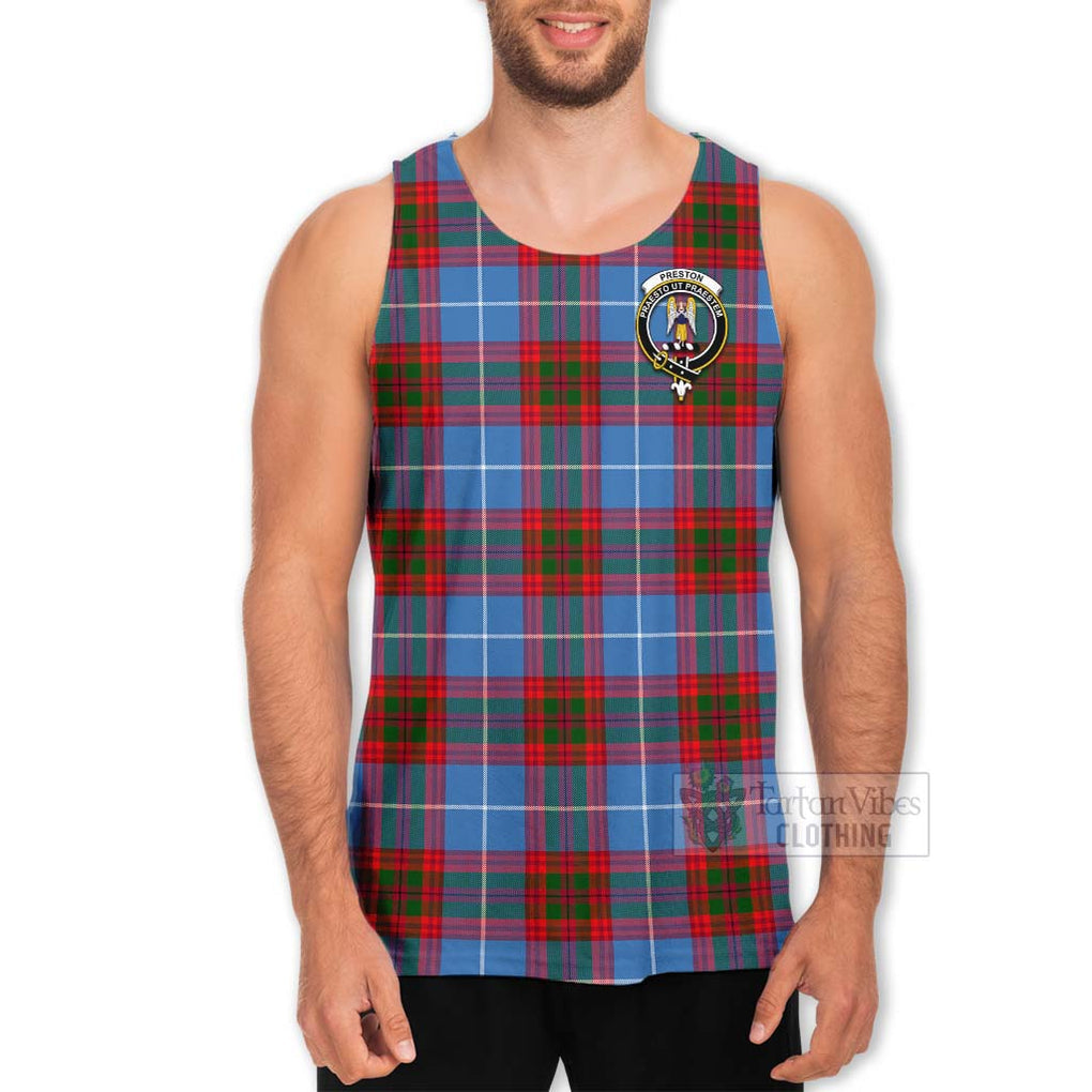 Preston Tartan Men's Tank Top with Family Crest Celtic Skull Style - Tartan Vibes Clothing