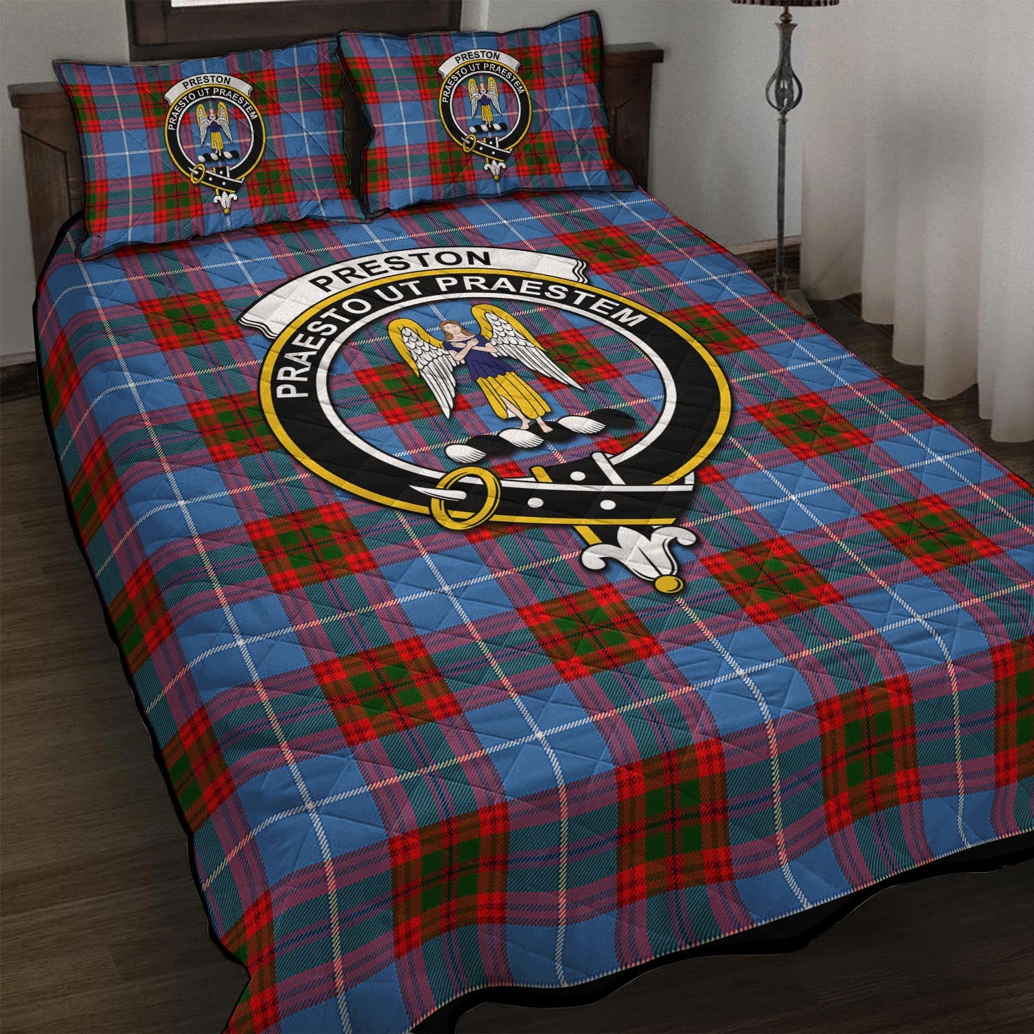 Preston Tartan Quilt Bed Set with Family Crest - Tartan Vibes Clothing