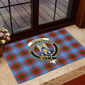 Preston Tartan Rubber Doormat with Family Crest