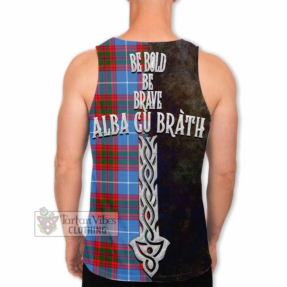 Preston Tartan Family Crest Men's Tank Top Alba Gu Brath Be Brave Lion Ancient Style - Tartan Vibes Clothing