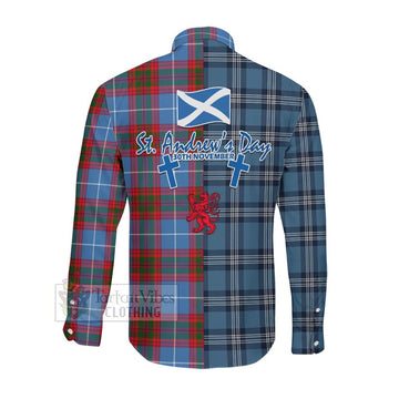 Preston Tartan Long Sleeve Button Shirt Happy St. Andrew's Day Half Tartan Style Men's Shirt - Tartan Vibes Clothing