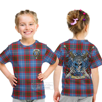 Preston Tartan Kid T-Shirt with Family Crest Celtic Skull Style - Tartan Vibes Clothing