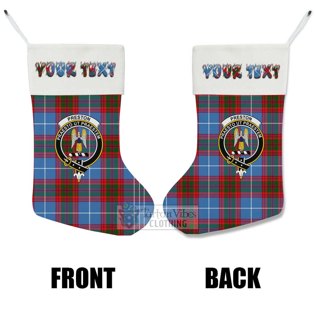 Preston Tartan Family Crest Christmas Stocking with Personalized Text - Tartan Vibes Clothing