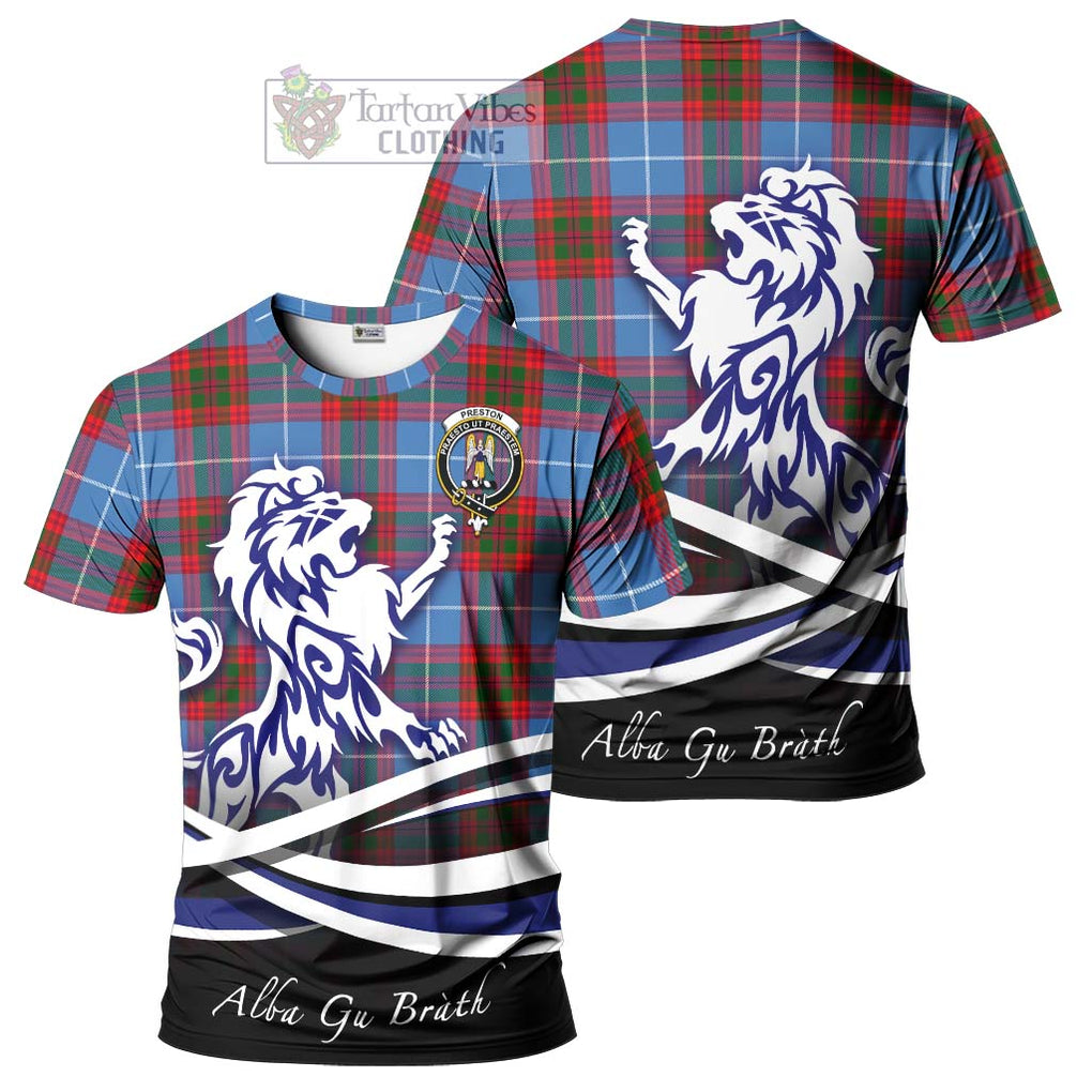 Preston Tartan Cotton T-shirt with Alba Gu Brath Regal Lion Emblem Women's Shirt - Tartan Vibes Clothing