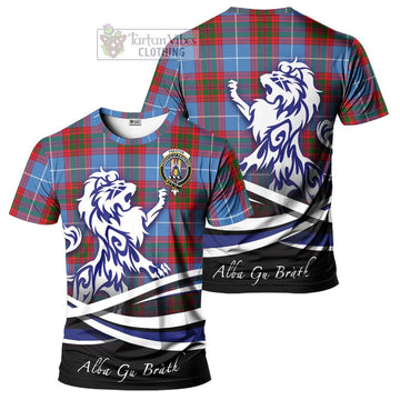 Preston Tartan Cotton T-shirt with Alba Gu Brath Regal Lion Emblem Women's Shirt - Tartan Vibes Clothing