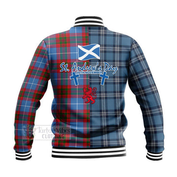 Preston Tartan Baseball Jacket Happy St. Andrew's Day Half Tartan Style - Tartan Vibes Clothing