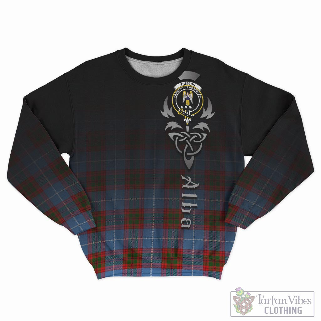 Preston Tartan Sweatshirt Featuring Alba Gu Brath Family Crest Celtic Inspired - Tartan Vibes Clothing