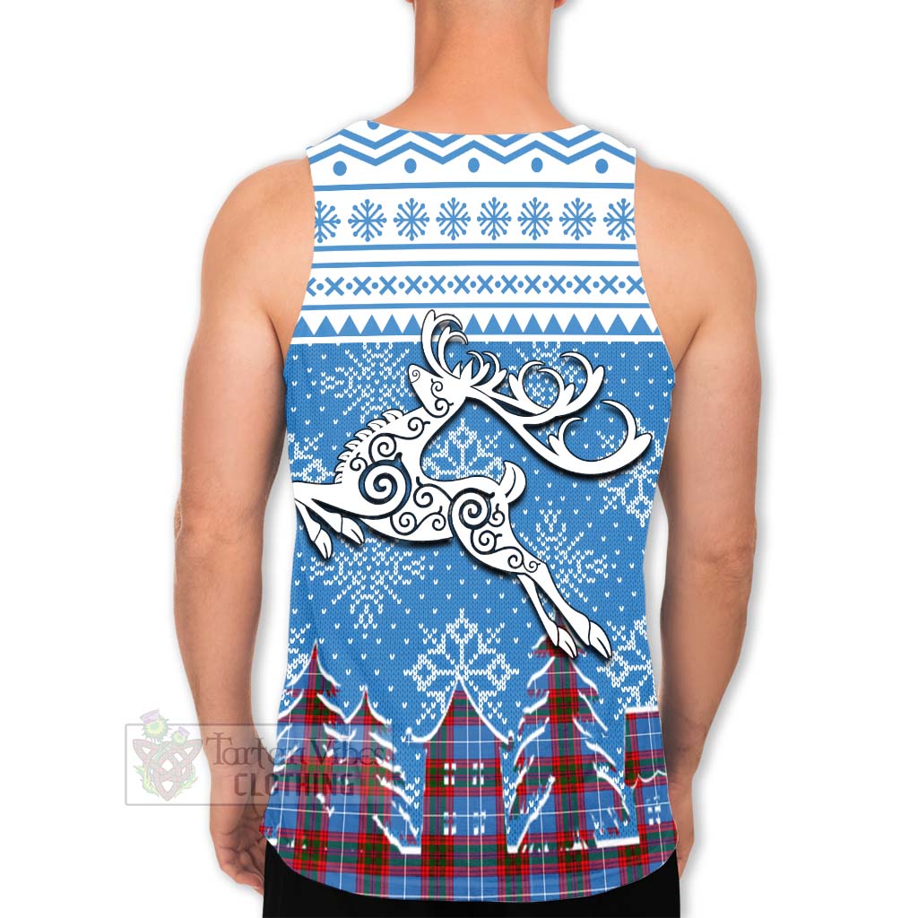 Preston Clan Christmas Men's Tank Top Celtic Reindeer Style - Tartan Vibes Clothing