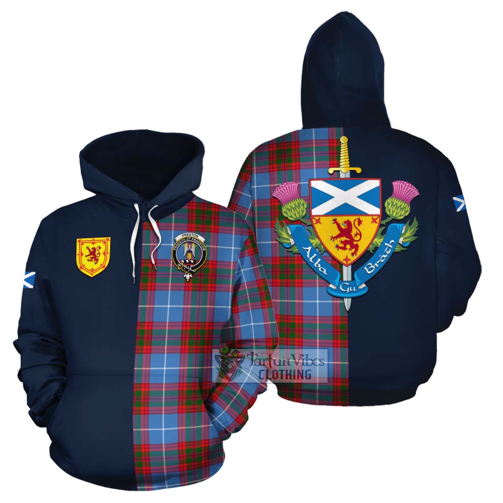 Preston Tartan Cotton Hoodie Alba with Scottish Lion Royal Arm Half Style Zip Hoodie - Tartan Vibes Clothing