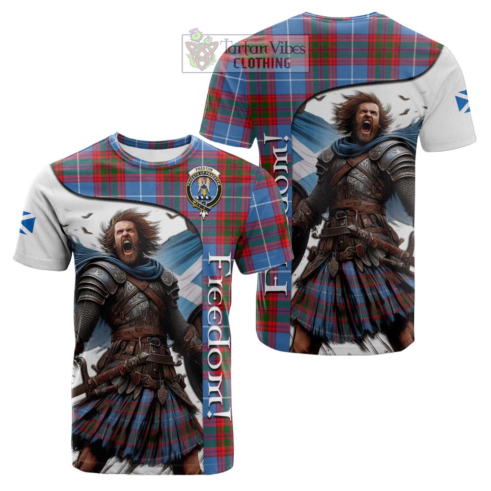 Tartan Vibes Clothing Preston Crest Tartan Cotton T-shirt Inspired by the Freedom of Scottish Warrior