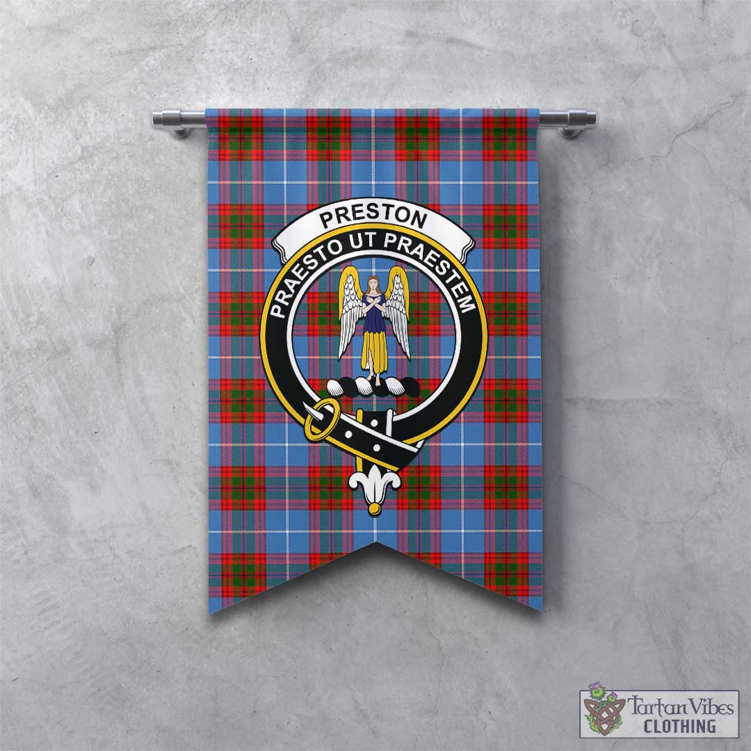 Preston Tartan Gonfalon, Tartan Banner with Family Crest - Tartan Vibes Clothing