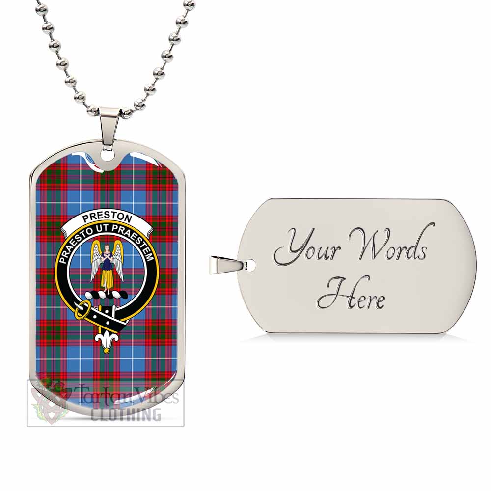 Preston Tartan Dog Tag Necklace with Family Crest Silver Yes - Tartan Vibes Clothing
