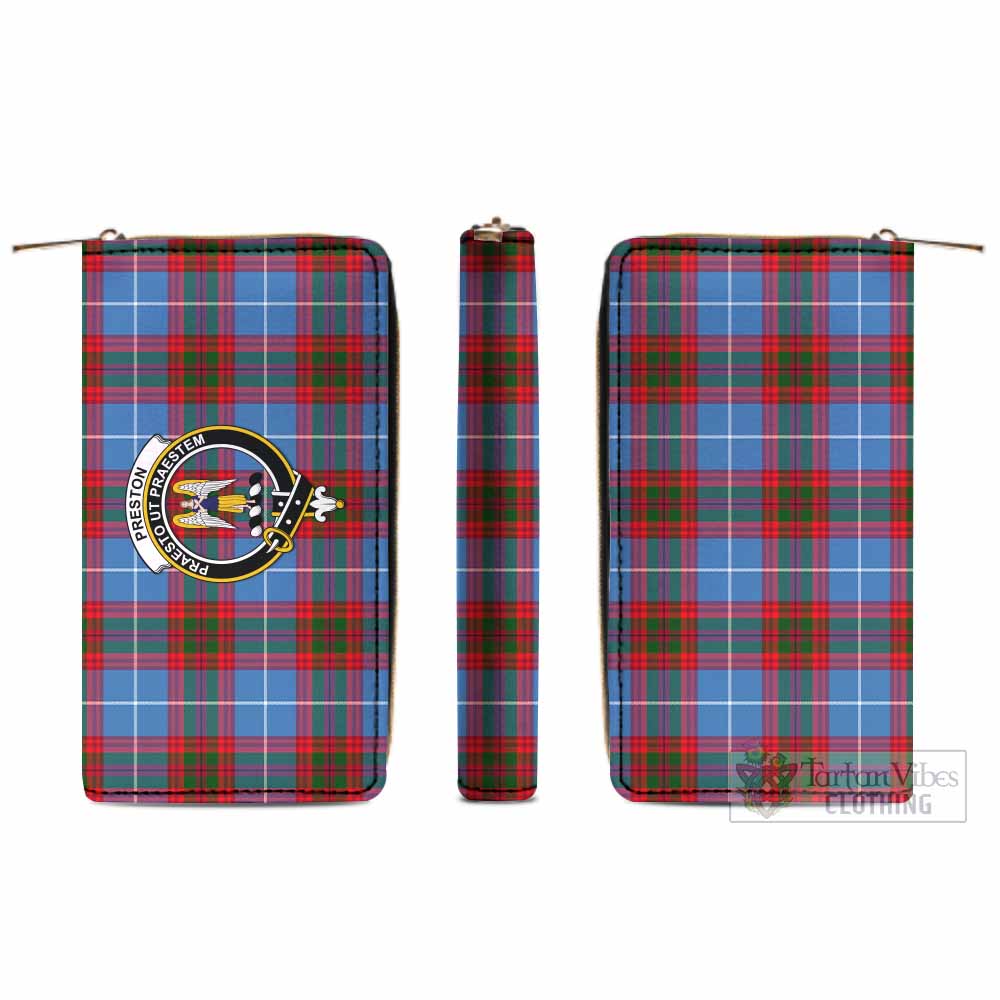 Preston Tartan Women's Leather Wallet with Family Crest - Tartan Vibes Clothing