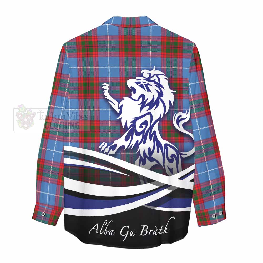 Preston Tartan Women's Casual Shirt with Alba Gu Brath Regal Lion Emblem - Tartan Vibes Clothing