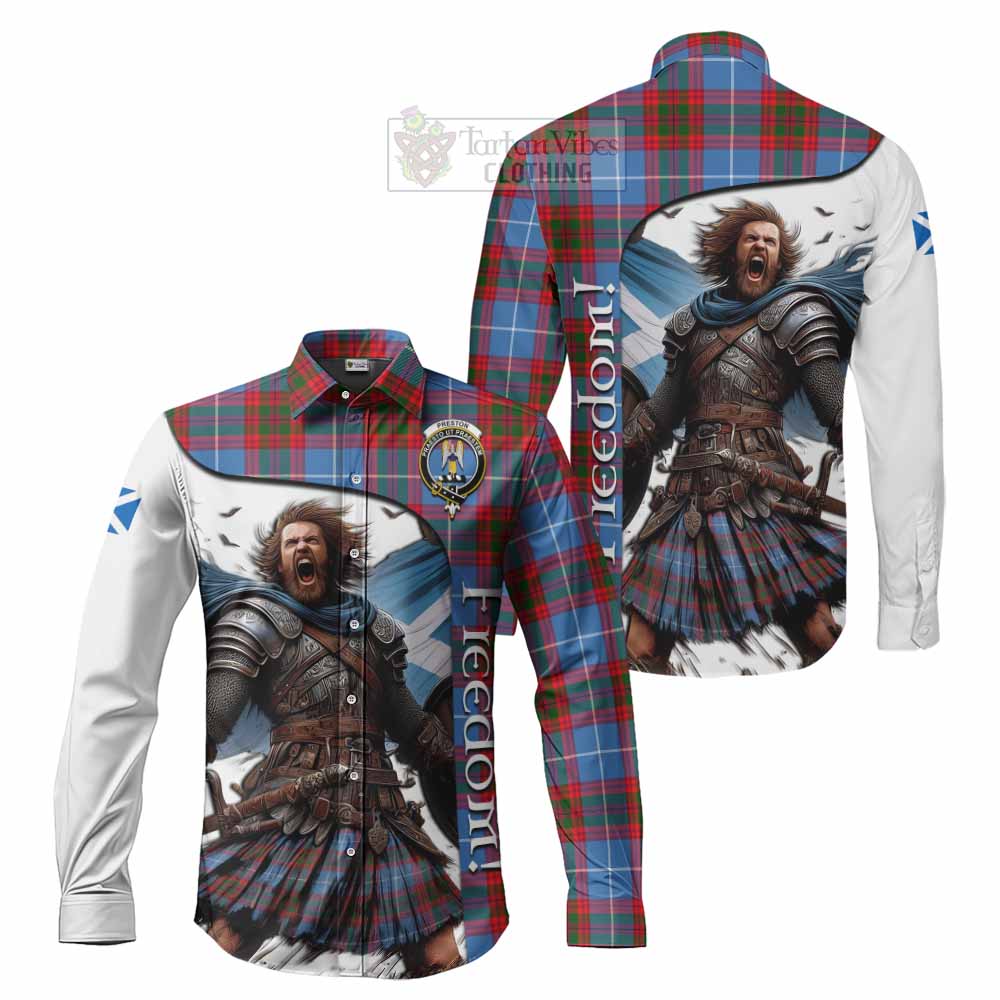 Preston Crest Tartan Long Sleeve Button Shirt Inspired by the Freedom of Scottish Warrior - Tartan Vibes Clothing
