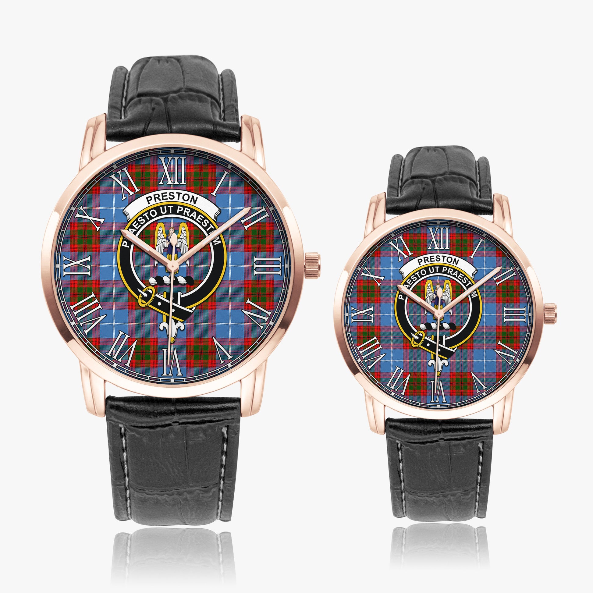 Preston Tartan Family Crest Leather Strap Quartz Watch - Tartan Vibes Clothing